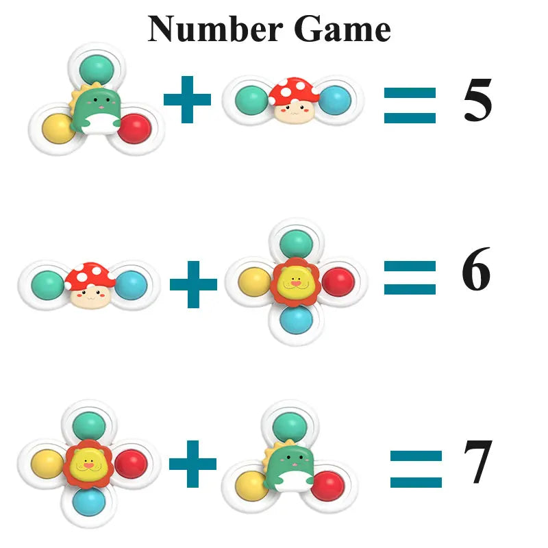 3PCS Suction Cup Animal Spinner Toys for Toddlers – Bath, Travel, High Chair & Window Play