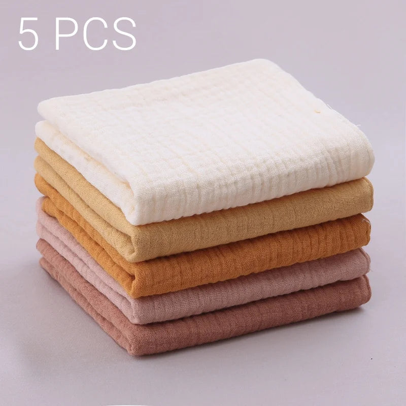 5PCS Soft Cotton Baby Washcloths Set – Absorbent Face Towels for Daily Baby Care