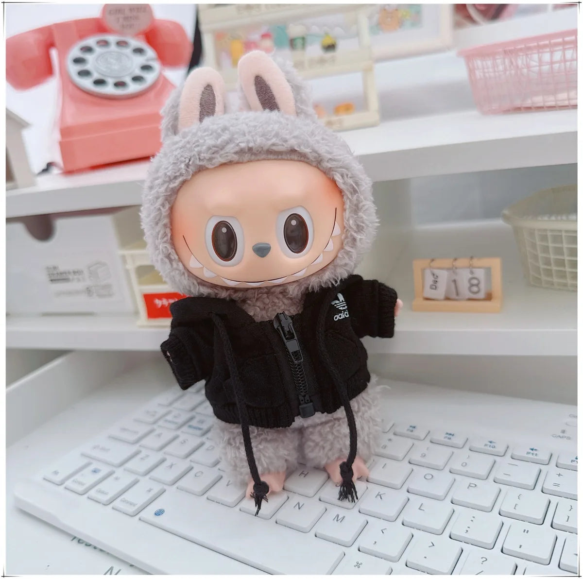 Labubu V1/V2/V3 Doll Clothing Set – Trendy Korean Hoodie & Pants Outfit 15–17cm Dolls