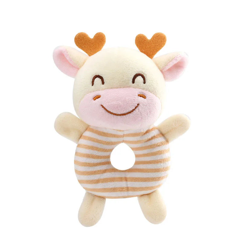 Newborn Plush Animal Rattle – Soft Cartoon Hand Ring Toy
