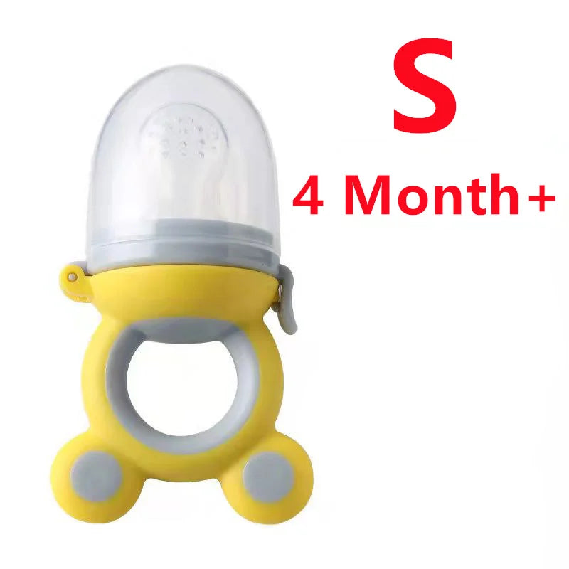 Silicone Baby Teether & Fruit Food Feeder – BPA Free Nibbler Pacifier with Handle Clip