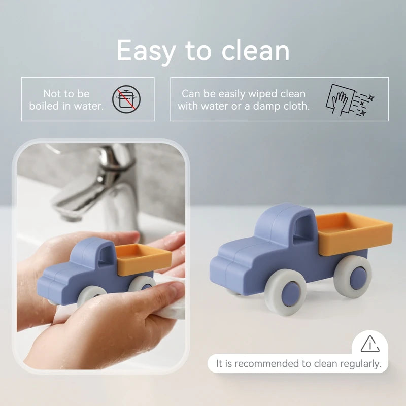 Montessori Silicone & Wooden Car Teether – BPA Free Baby Toy for Teething and Development