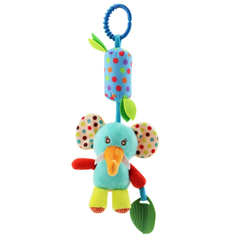 Hanging Sensory Rattle Toy – Plush Animal Teether for Cribs, Strollers & Car Seats
