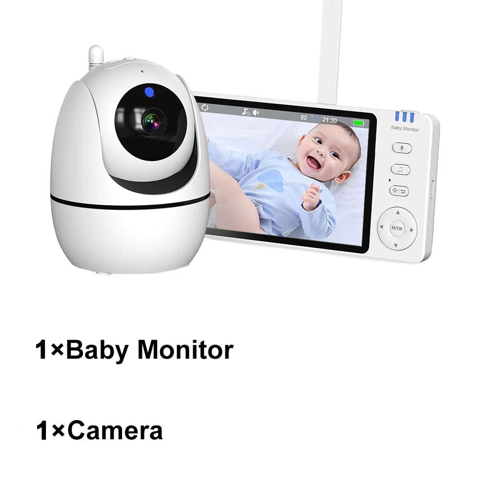 5-Inch Video Baby Monitor – HD PTZ Camera with Zoom, Night Vision & Temperature Sensor