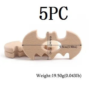 Model PMZ0044 – 5PCS Wooden Baby Teether Set | Beech Rodent & Animal Pendants for DIY Gifts