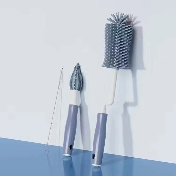 360° Silicone Bottle Cleaning Brush Set for Baby Bottles, Straws & Pacifiers – Eco-Friendly Tools