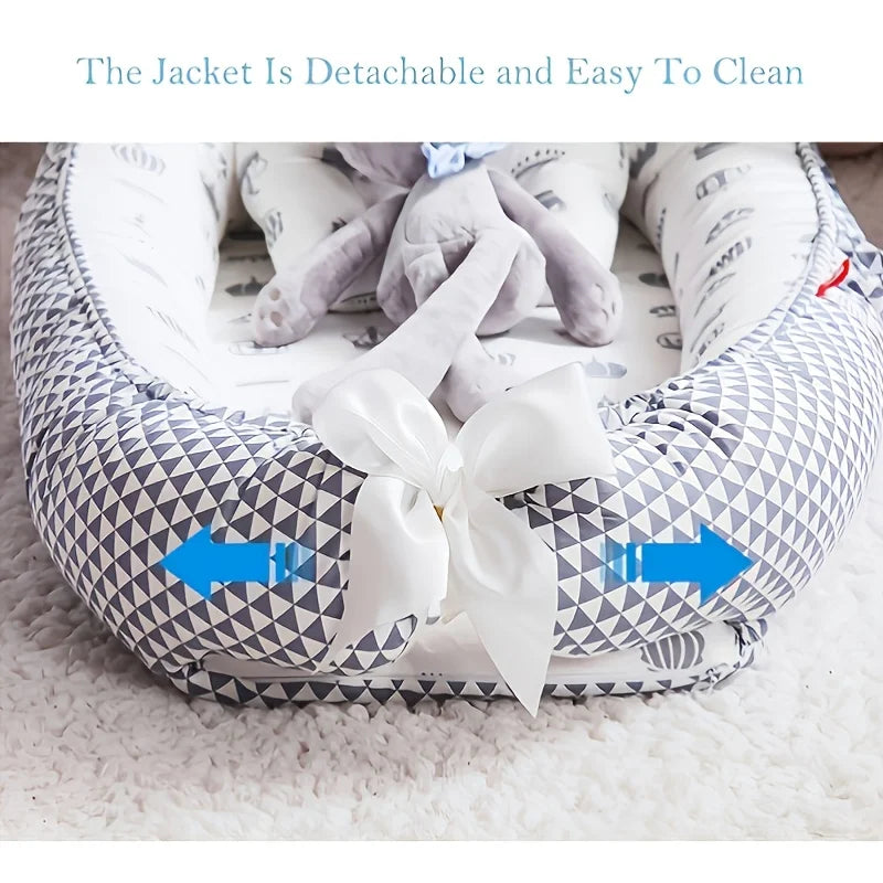 Portable Baby Nest for Co-Sleeping – Adjustable Cotton Newborn Lounger Bed Crib