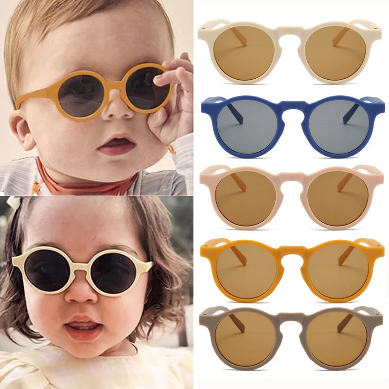 Children’s Vintage Round UV400 Sunglasses – Frosted Acrylic Sun Protection