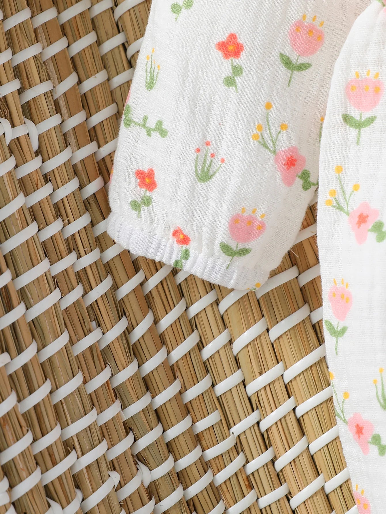 Floral Cotton Baby Jumpsuit with Bow and Headband – Long Sleeve All-Season Outfit for Girls