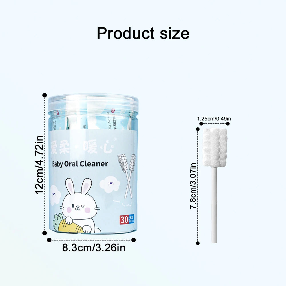 30PCS Baby Mouth Cleaning Sticks – Disposable Tongue & Gum Wipes for Newborn Oral Hygiene