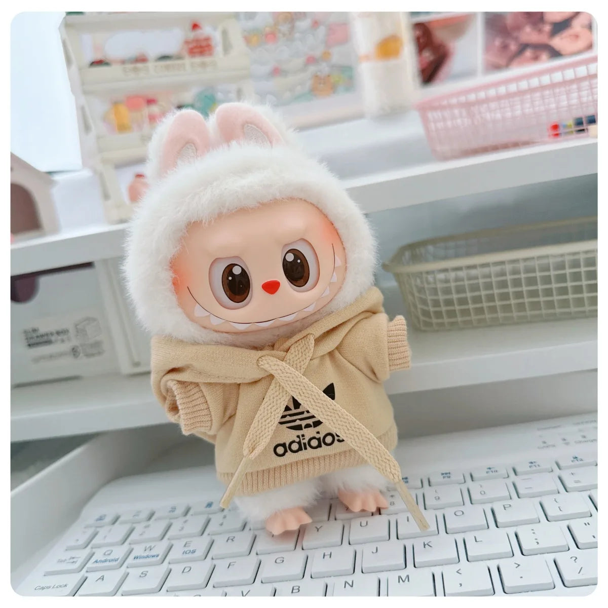 Labubu V1/V2/V3 Doll Clothing Set – Trendy Korean Hoodie & Pants Outfit 15–17cm Dolls