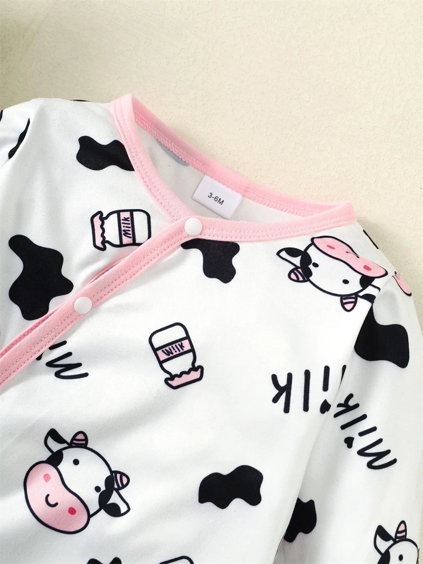 2PCS Cow Print Baby Girl Romper with Headband – 0–18 Months