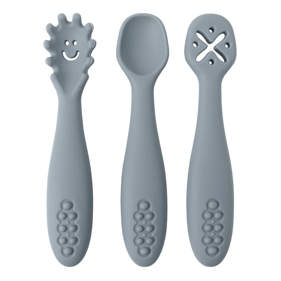 3PCS Silicone Baby Feeding Spoons – Toddler Weaning Utensils Set for Self-Feeding