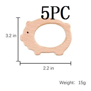 Model PMZ0044 – 5PCS Wooden Baby Teether Set | Beech Rodent & Animal Pendants for DIY Gifts