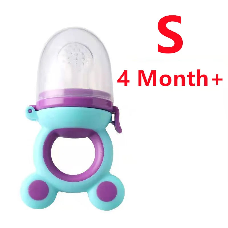 Silicone Baby Teether & Fruit Food Feeder – BPA Free Nibbler Pacifier with Handle Clip