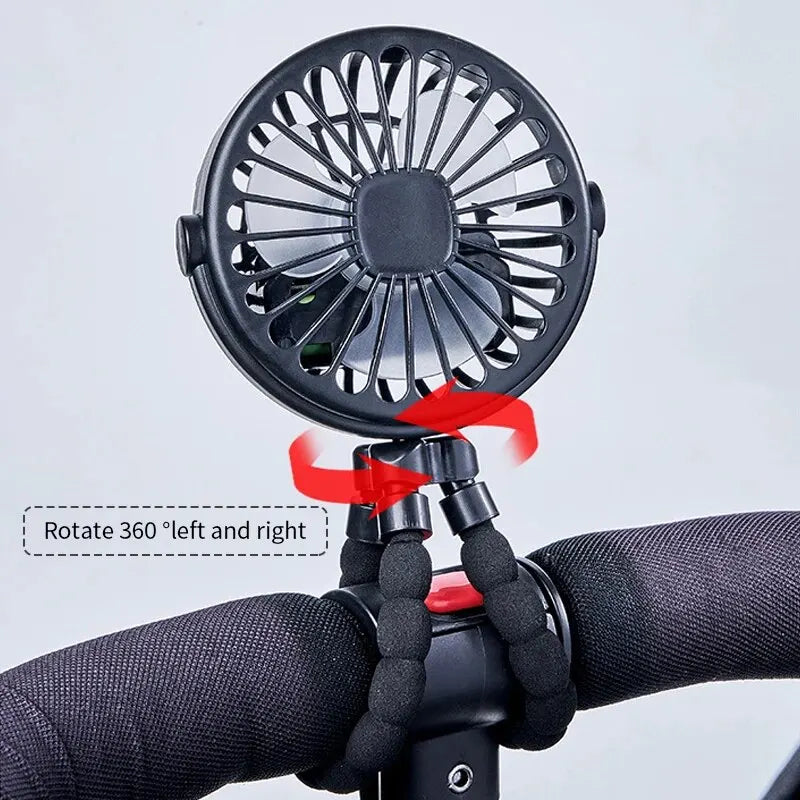 Multifunctional USB Mini Octopus Fan with Phone Holder – Portable Stroller & Travel Cooling Fan for Kids