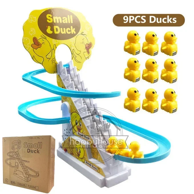 Electric Duck Track Slide Toy – LED Lights & Musical Climbing Stairs for Kids