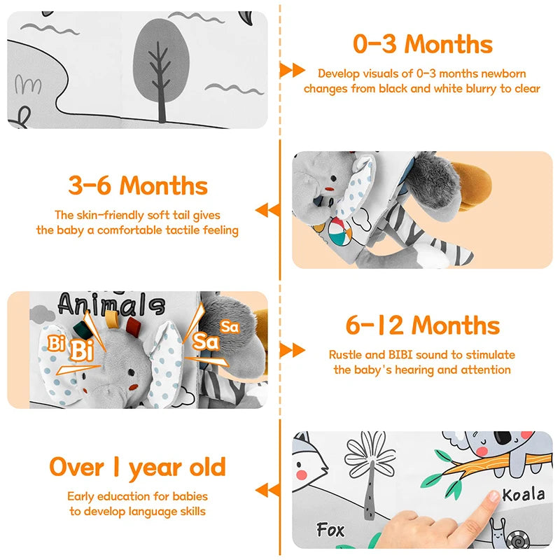 Soft Baby Cloth Book – Sensory Learning Toy for Infants Aged 0–12 Months