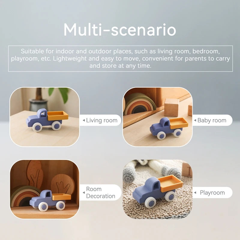 Montessori Silicone & Wooden Car Teether – BPA Free Baby Toy for Teething and Development