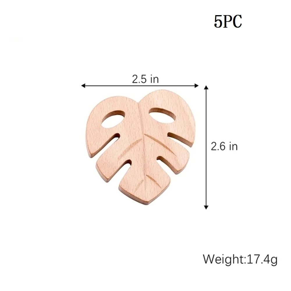 Model PMZ0044 – 5PCS Wooden Baby Teether Set | Beech Rodent & Animal Pendants for DIY Gifts