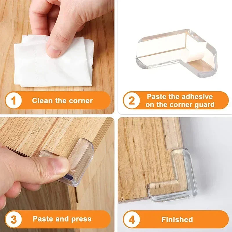 Silicone Corner Protectors – Soft Transparent Guards for Baby Safety (4/10pcs)
