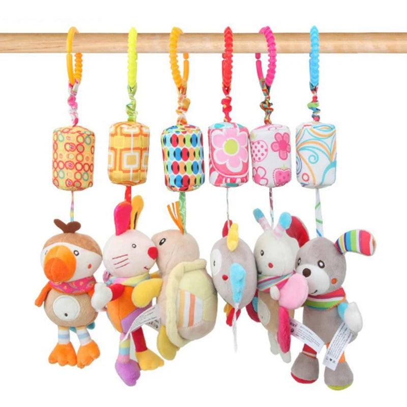 Hanging Sensory Rattle Toy – Plush Animal Teether for Cribs, Strollers & Car Seats