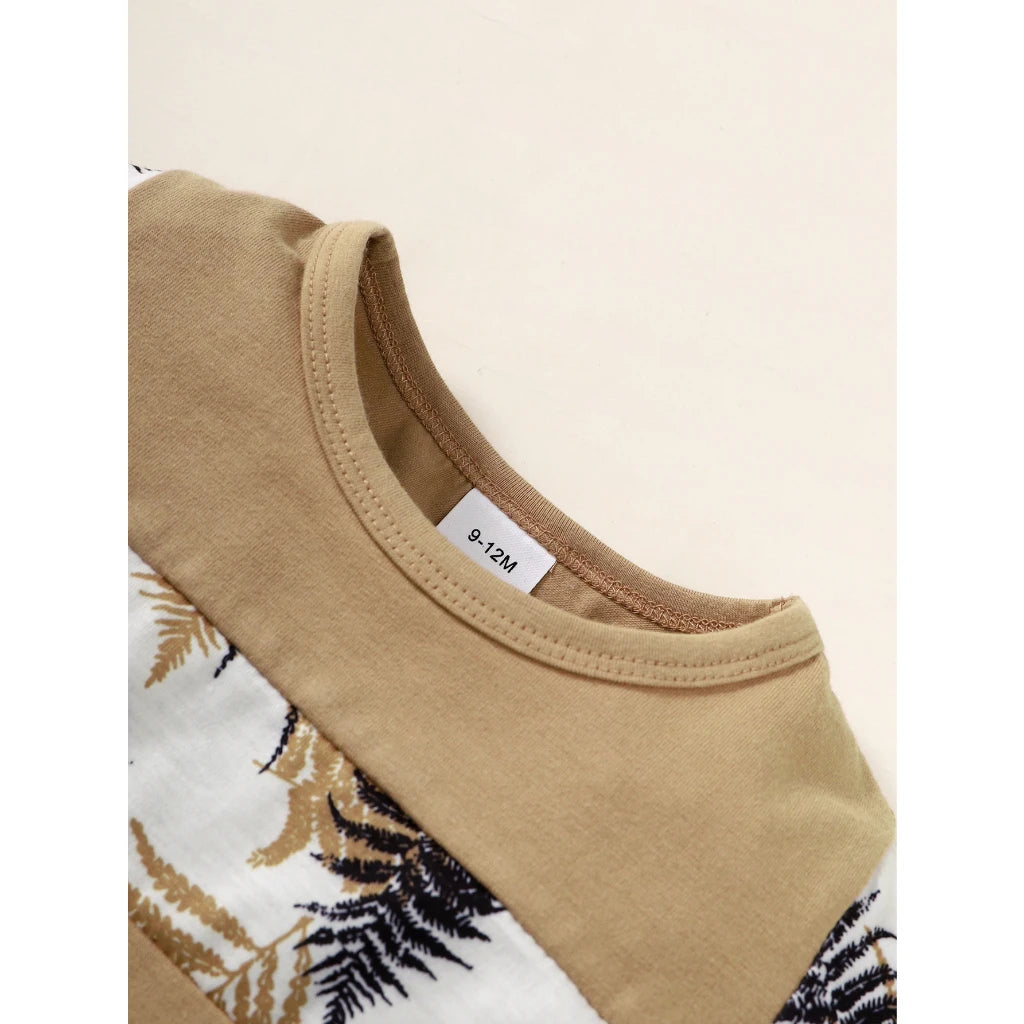 2PCS Toddler Boy Summer Outfit – Short Sleeve Top and Shorts Set for 1–3 Years