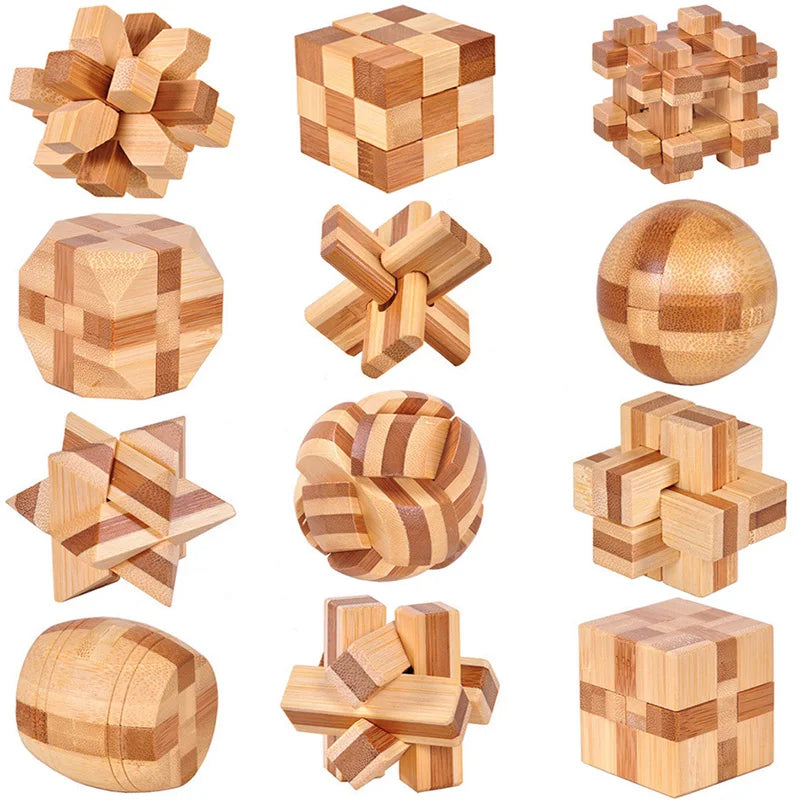 Wooden Kong Ming Lock Lu Ban Puzzle Toy for Kids & Adults – Brain Teaser 3D Montessori Game