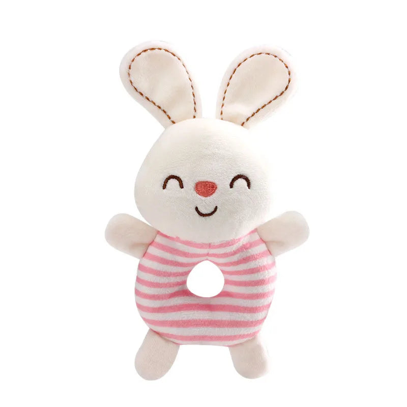 Newborn Plush Animal Rattle – Soft Cartoon Hand Ring Toy