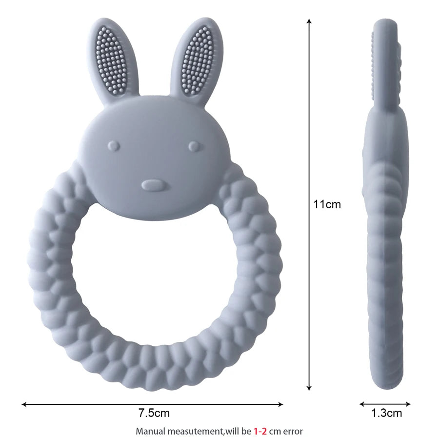 Silicone Rabbit Baby Teether – BPA-Free Cartoon Teething Toy for Infants
