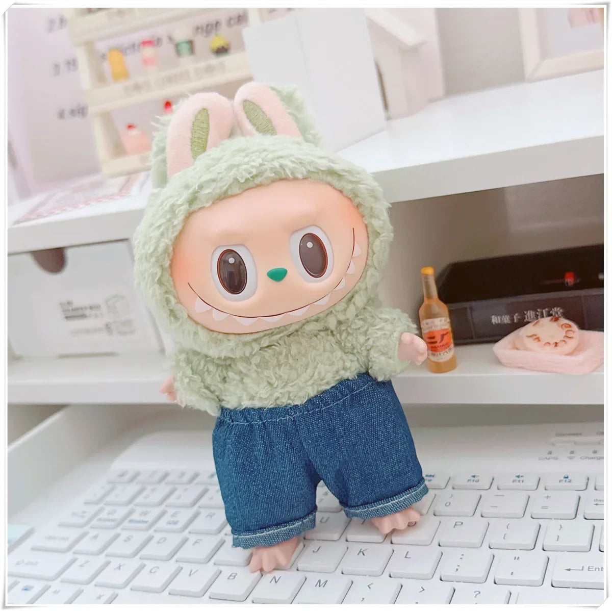 Labubu V1/V2/V3 Doll Clothing Set – Trendy Korean Hoodie & Pants Outfit 15–17cm Dolls