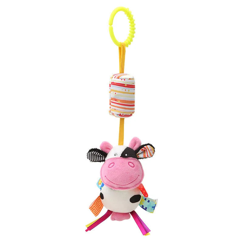 Hanging Sensory Rattle Toy – Plush Animal Teether for Cribs, Strollers & Car Seats