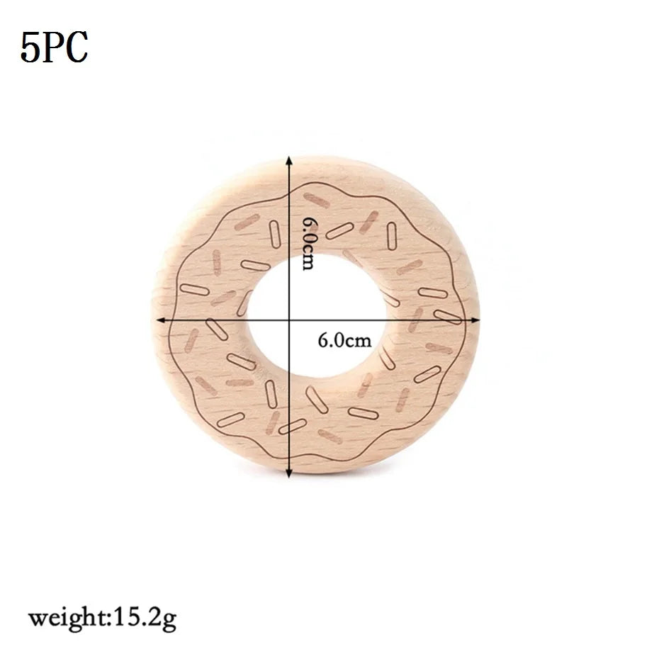 Model PMZ0044 – 5PCS Wooden Baby Teether Set | Beech Rodent & Animal Pendants for DIY Gifts