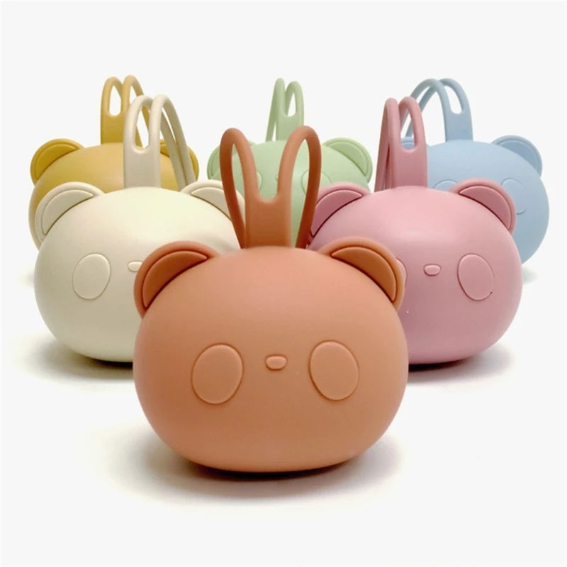 Bear Shaped Silicone Pacifier Case – Dustproof Soother Storage Bag for Babies and Toddlers
