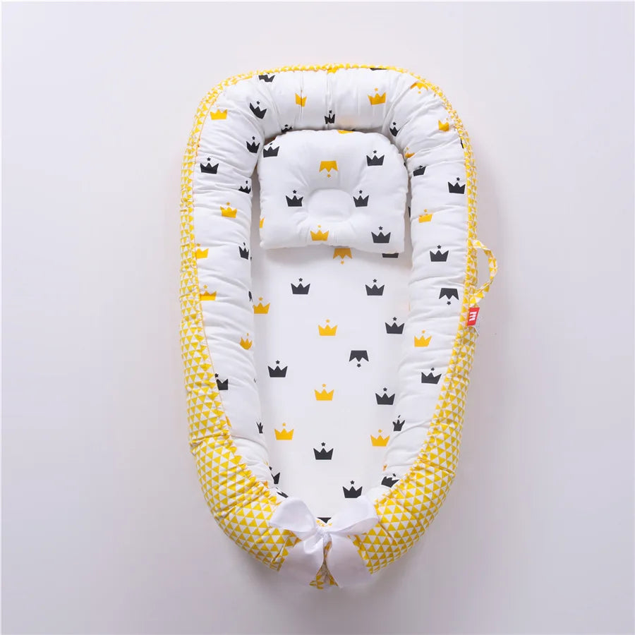 Portable Baby Nest for Co-Sleeping – Adjustable Cotton Newborn Lounger Bed Crib