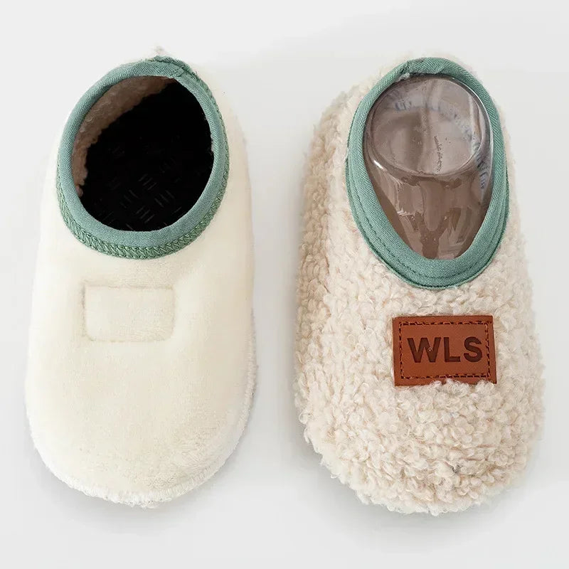 Winter Warm Baby Slippers – Soft Plush Indoor Floor Shoes with Anti-slip Sole for Toddlers