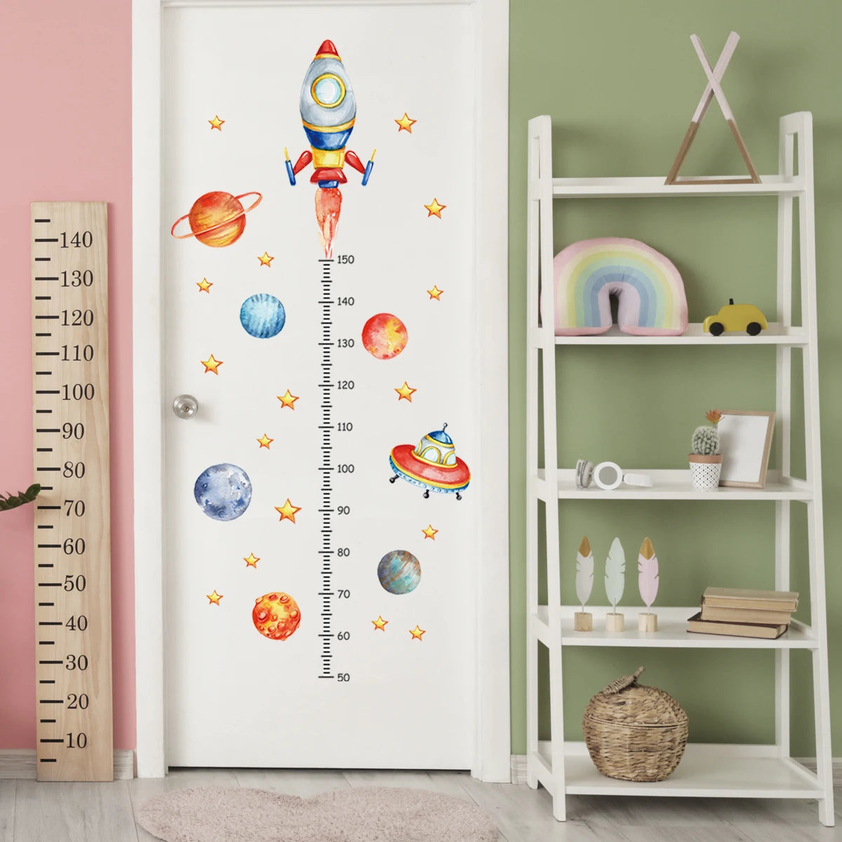 3PC Cartoon Animal Height Ruler Wall Stickers – Removable Waterproof PVC for Kids Room Décor