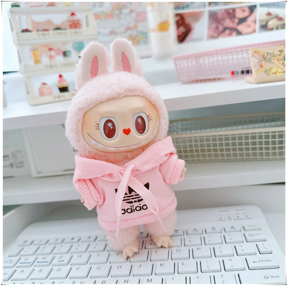 Labubu V1/V2/V3 Doll Clothing Set – Trendy Korean Hoodie & Pants Outfit 15–17cm Dolls