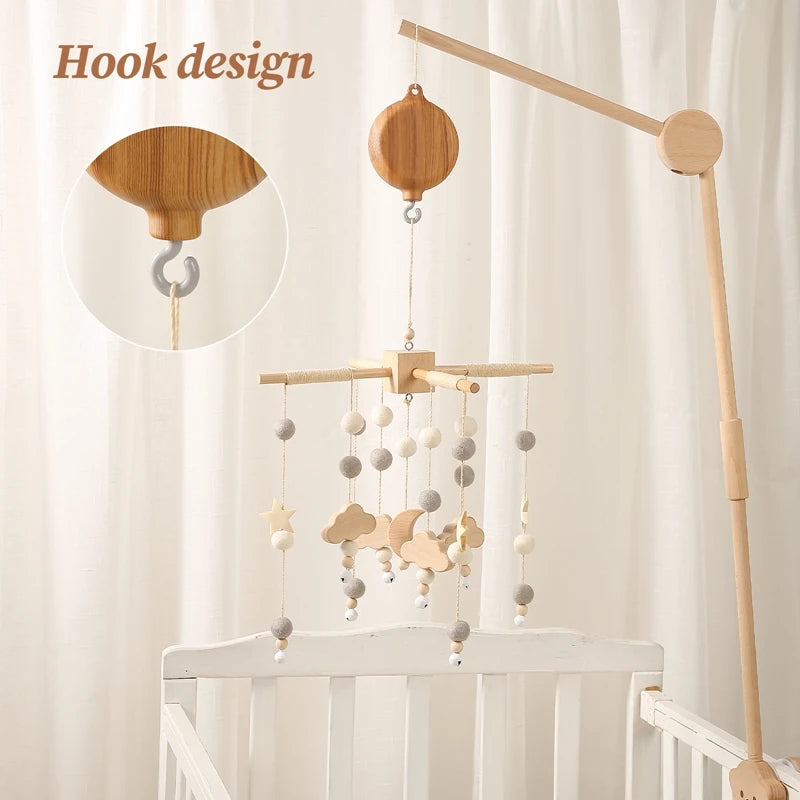 Revolving Music Box – Wooden Hanging Rattle Crib Toy for Newborns