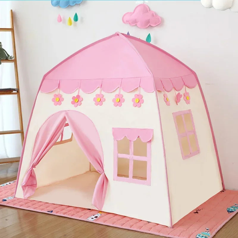 130CM Portable Princess Castle Tent – Folding Baby Playhouse for Girls, Pink Child Room Decor