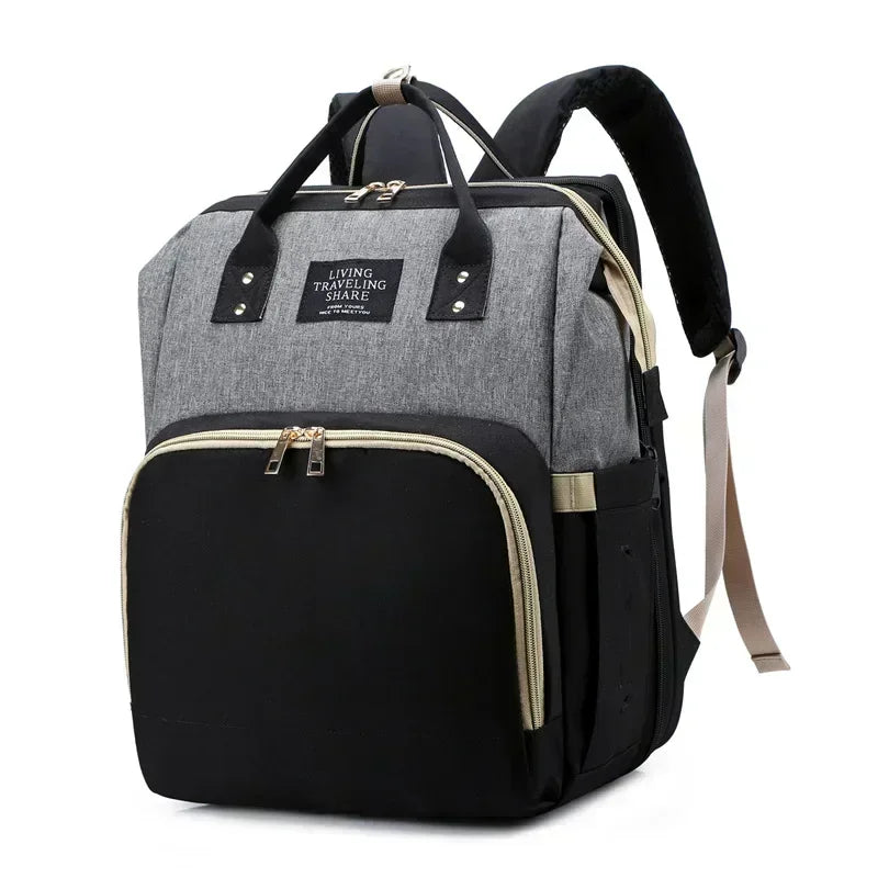 Lightweight Folding Crib Backpack – Large-Capacity Travel Diaper Bag for Moms on the Go