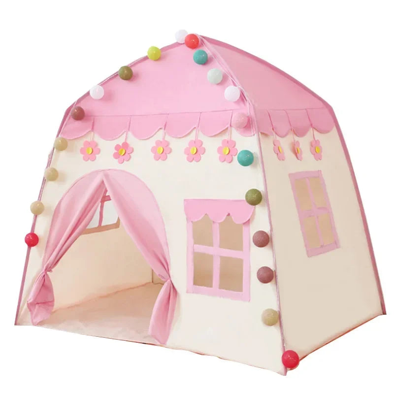 130CM Portable Princess Castle Tent – Folding Baby Playhouse for Girls, Pink Child Room Decor