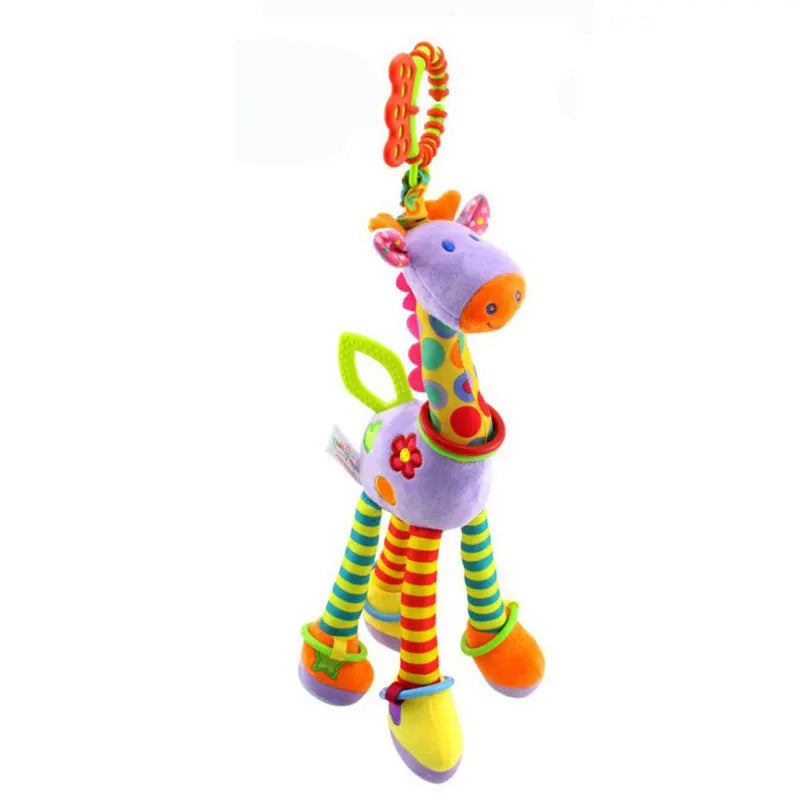 Soft Animal Handbells Rattle – Giraffe & Zebra Plush Toy with Teether for Infants