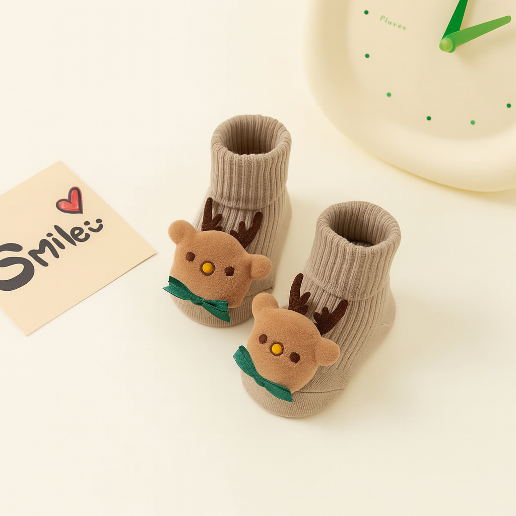 Cartoon Bear Baby Floor Socks – Soft Anti-Slip Winter Shoes for Toddlers 0–3Y