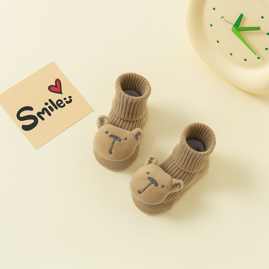 Cartoon Bear Baby Floor Socks – Soft Anti-Slip Winter Shoes for Toddlers 0–3Y