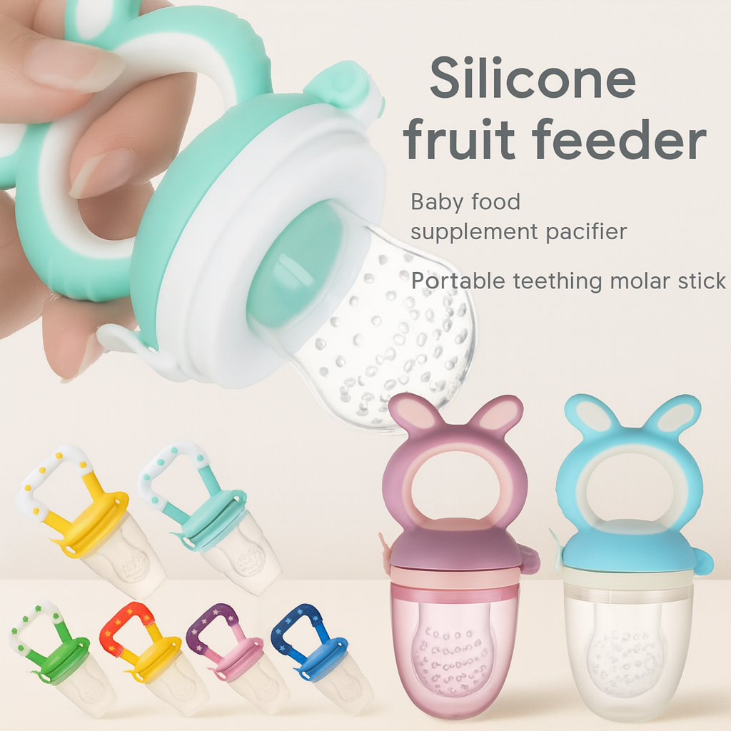 Silicone Fruit Feeder – Baby Food Supplement Pacifier | Portable Teething Molar Stick for Infants