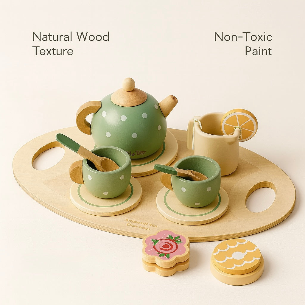 Wooden Afternoon Tea Play Set – Pretend Kitchen Toy for Toddlers & Kids