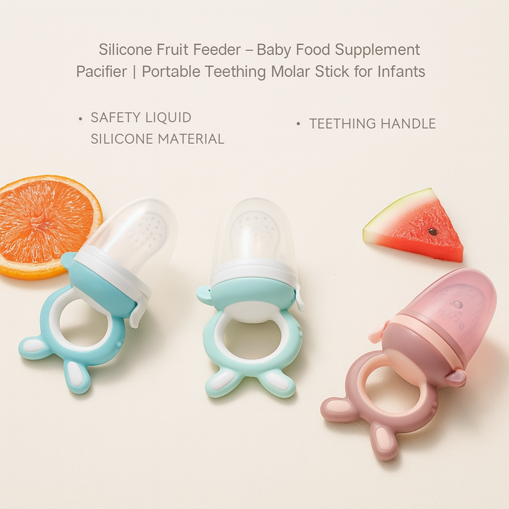 Silicone Fruit Feeder – Baby Food Supplement Pacifier | Portable Teething Molar Stick for Infants