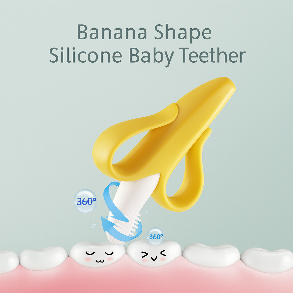 Banana Shape Silicone Baby Teether Toothbrush – BPA Free Dental Care for Infants and Toddlers