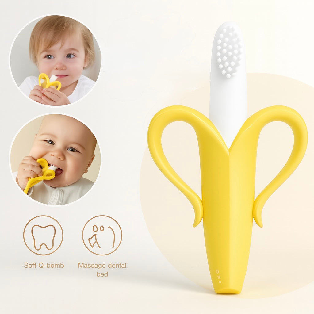 Banana Shape Silicone Baby Teether Toothbrush – BPA Free Dental Care for Infants and Toddlers